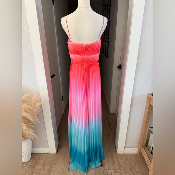 NWT | AMUR | Emmett Pleated Cut Out Maxi Dress in Ombré Sunset | Sz 6 - Picture 10 of 13